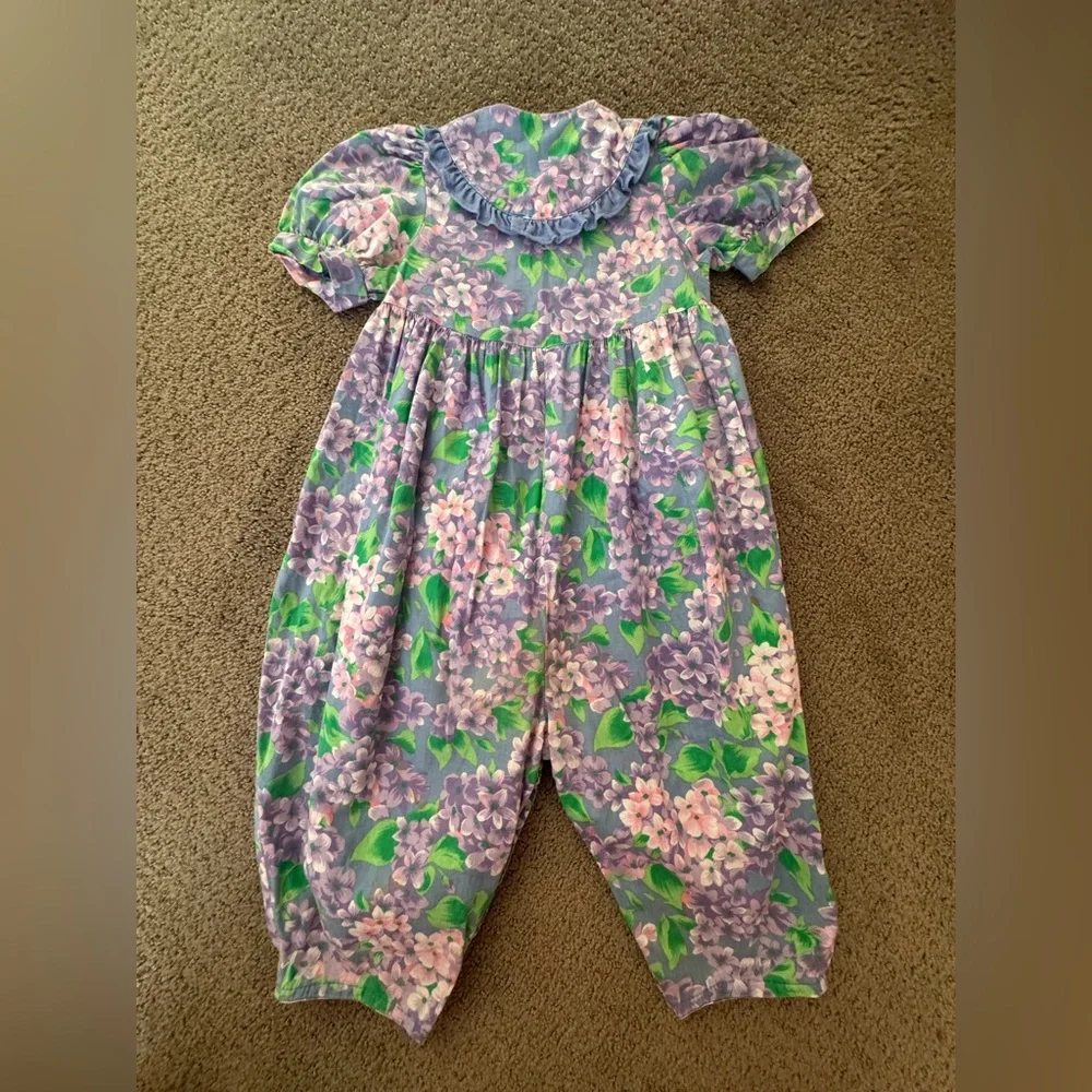 Vintage Mousefeathers 2T Pastel Floral Toddler Romper Spring One Piece Outfit